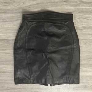 Vintage Leather Skirt Back High Waisted Mini with Back zipper and snap